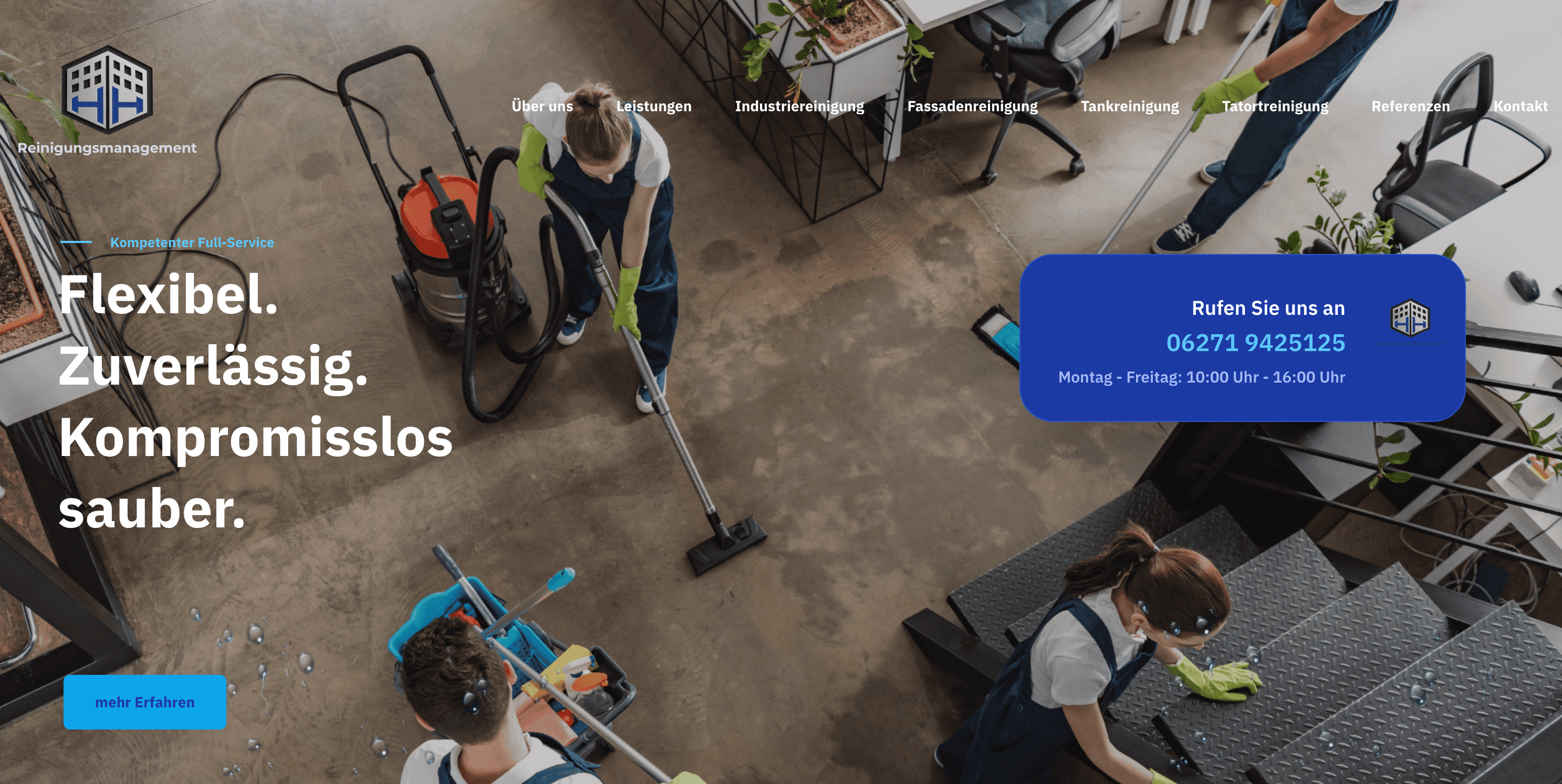 Reinigungsmanagement – Webdesign Referenz von Nexanum