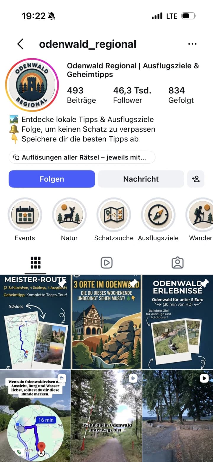 Instagram-Profil von Odenwald Regional mit über 46.000 Followern