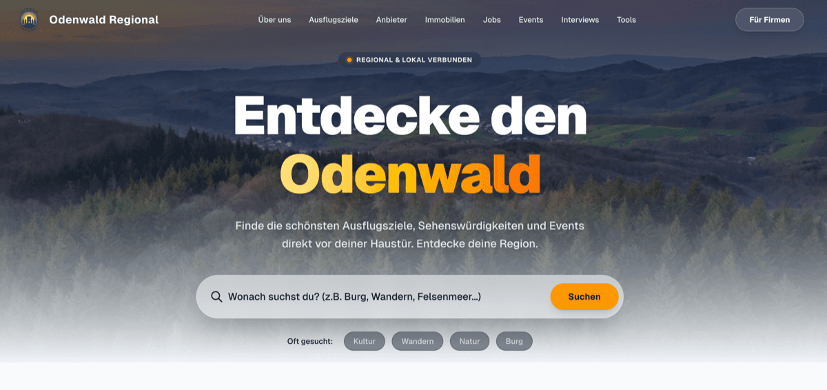Odenwald Regional – Regionales Entdeckerportal, entwickelt von Nexanum